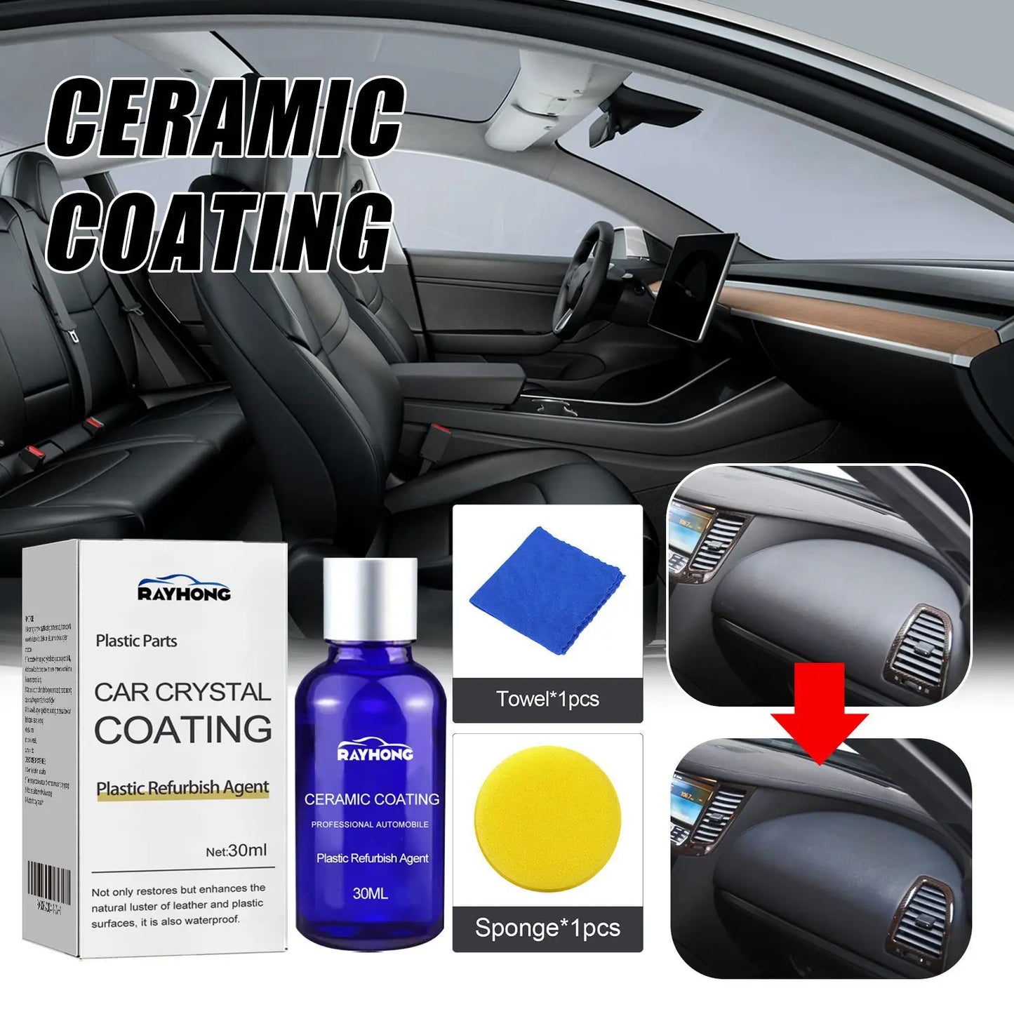 RayHong Car Ceramic Coating Plastic Restorer & Interior Detailer