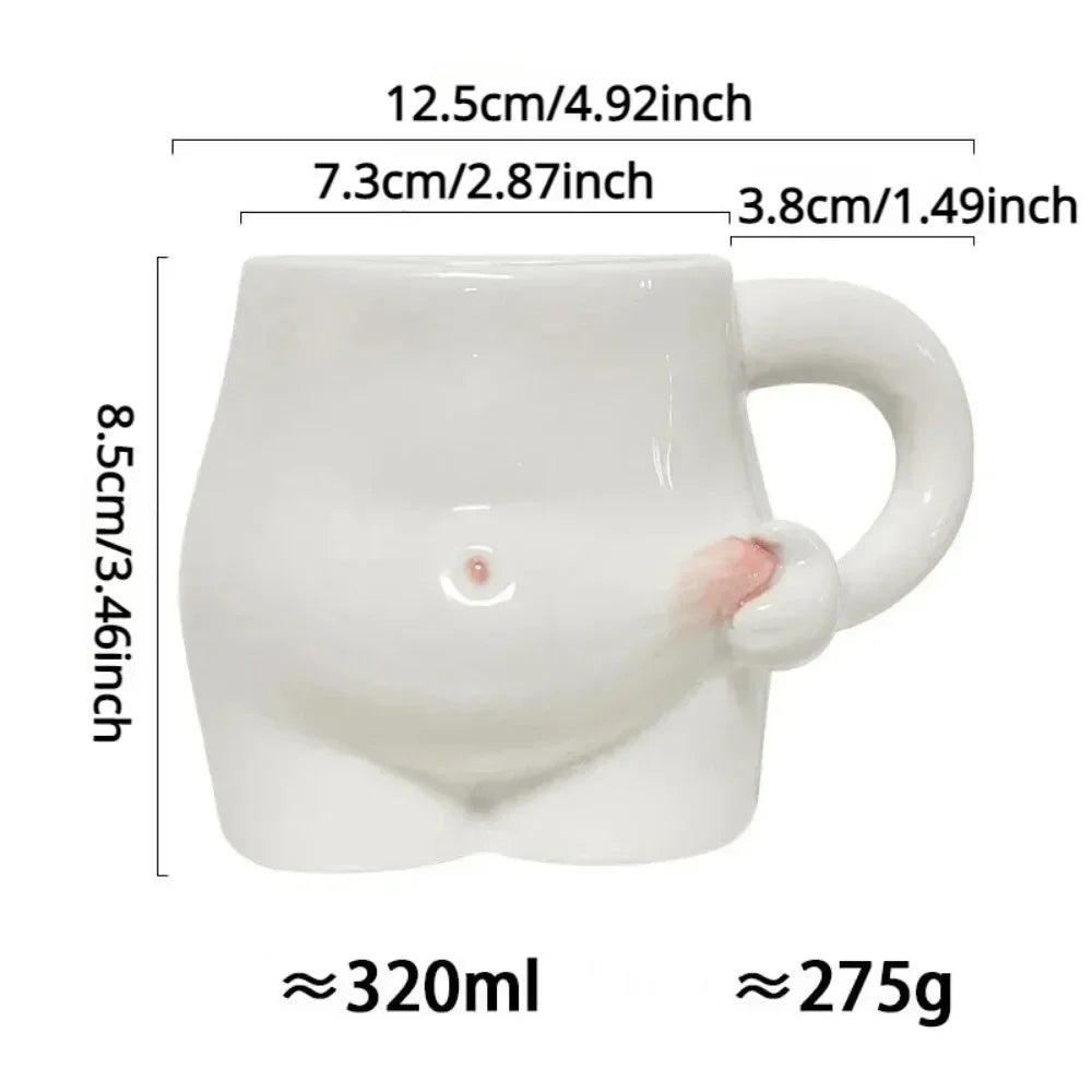 320ml High-capacity Creative Cute shape Coffee Mugs Ceramic Porcelain Funny Creativity Art Body Belly cups Home Decoration Gifts Peaceful Pleasures Health and Wellness