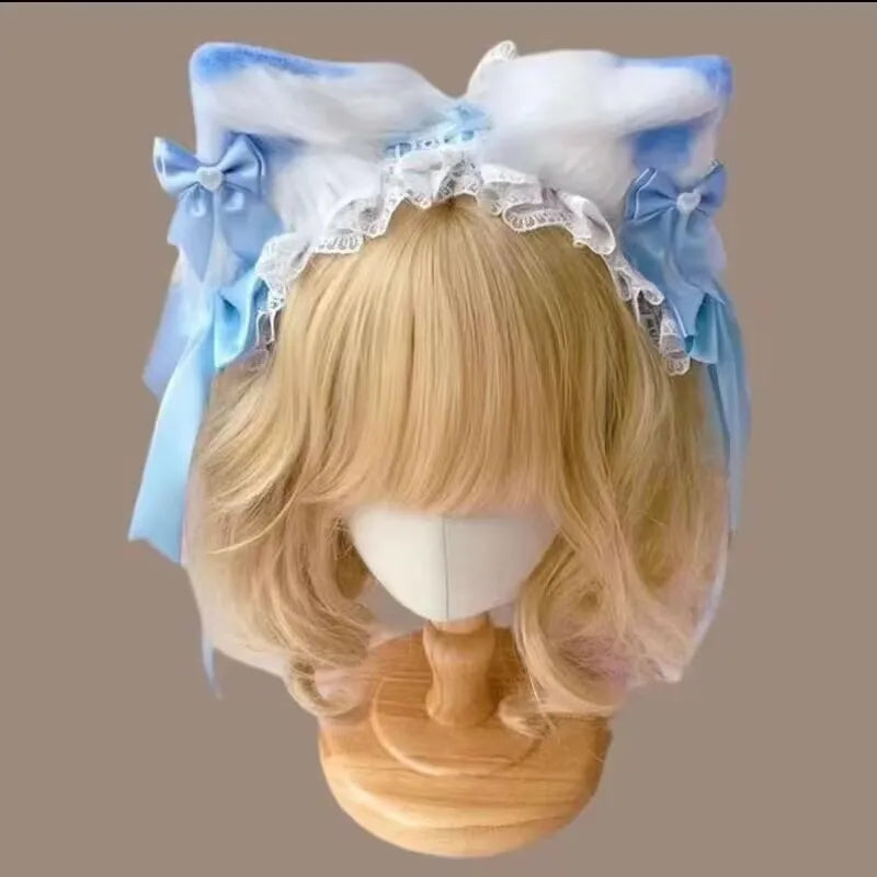 Fashionable Cute and Versatile Sweet Lolita Cat Ear Headband Bow Hair Clip KC Headband Animal Ear Headband Lolita Ear Hair Clip Peaceful Pleasures Health and Wellness