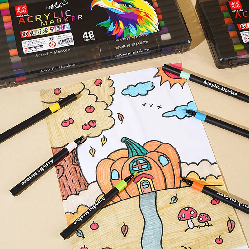 Acrylic Marker Pens 12–80 Colors | Waterproof Opaque Art Set