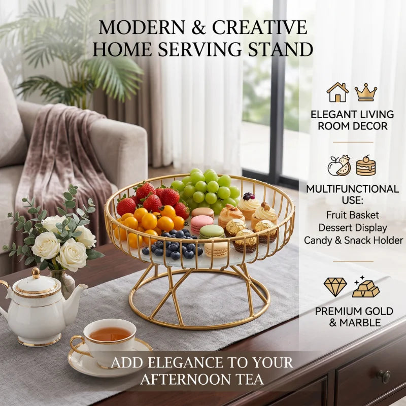 1 Piece of European-style Light Luxury Fruit Plate, Creative Living Room Home Fruit Basket, Afternoon Tea Candy Dessert Stand Peaceful Pleasures Health and Wellness