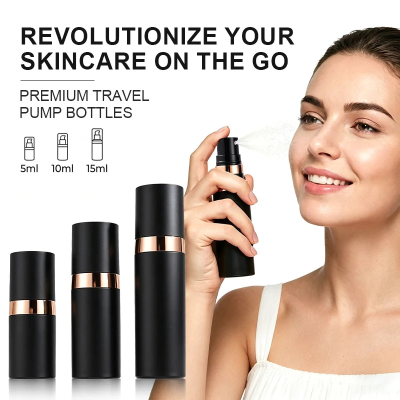 Plastic Pump Bottle Vacuum Pump Bottle Travel Bottling Container Black Lightproof Airless Spray Bottle Lotion 15ml 30ml 50ml Peaceful Pleasures Health and Wellness