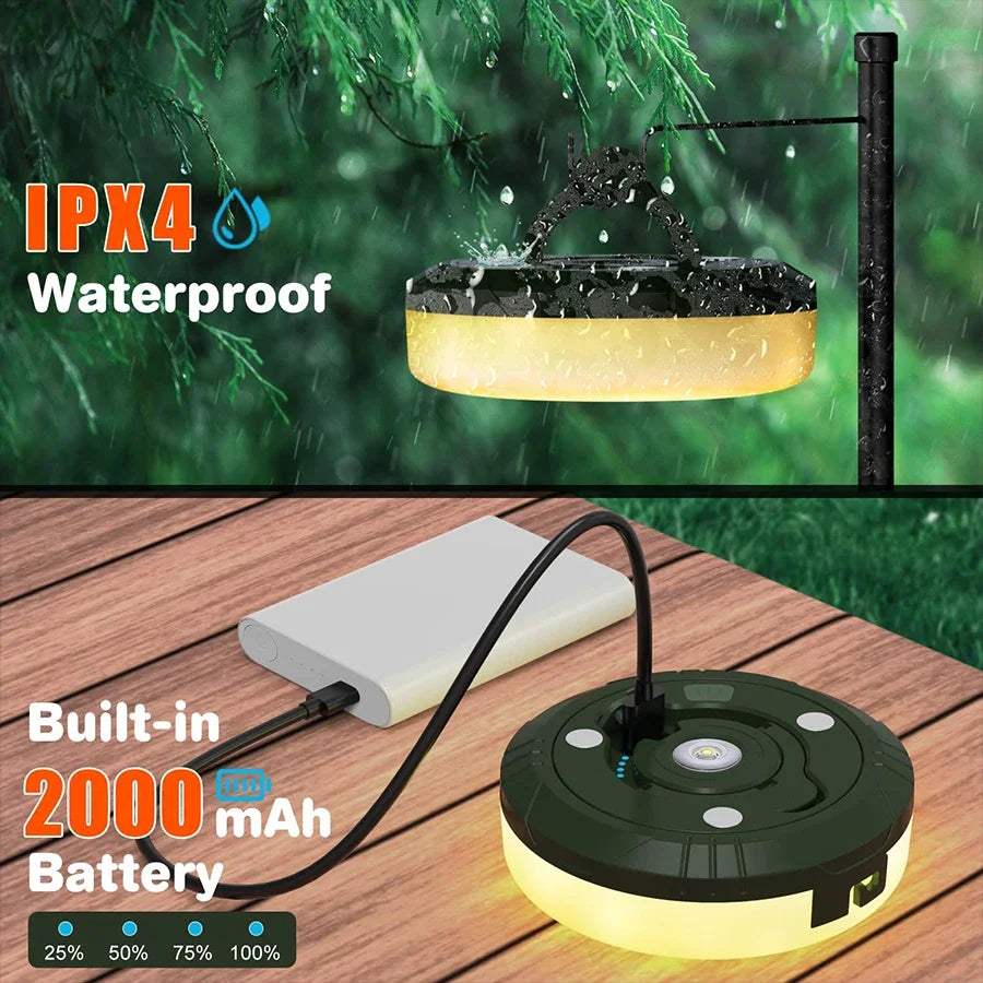 Rechargeable Portable Lantern Camping Light 10m LED String Lights Outdoor Tent Light with Hook XTE LED Flashlight Holiday Decor Peaceful Pleasures Health and Wellness