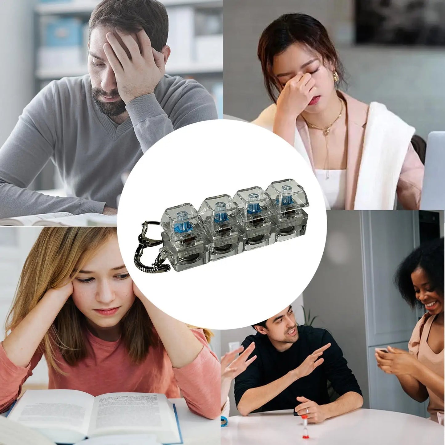 4-Key LED Keyboard Fidget Keychain Toy for Adults & Kids