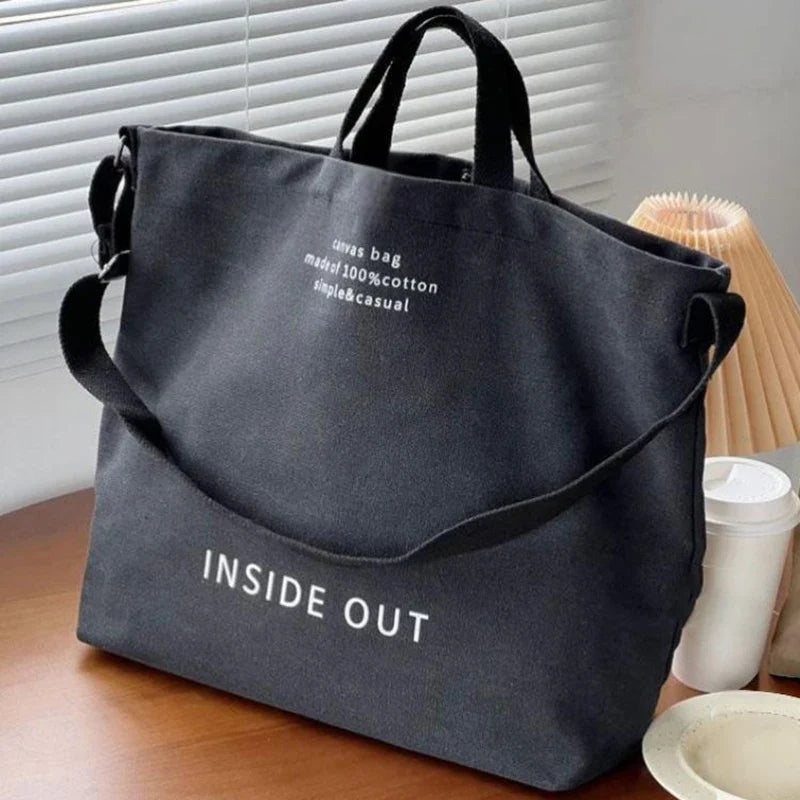 Beige Canvas Tote Bag – Large Capacity Shoulder Bag | JETTING