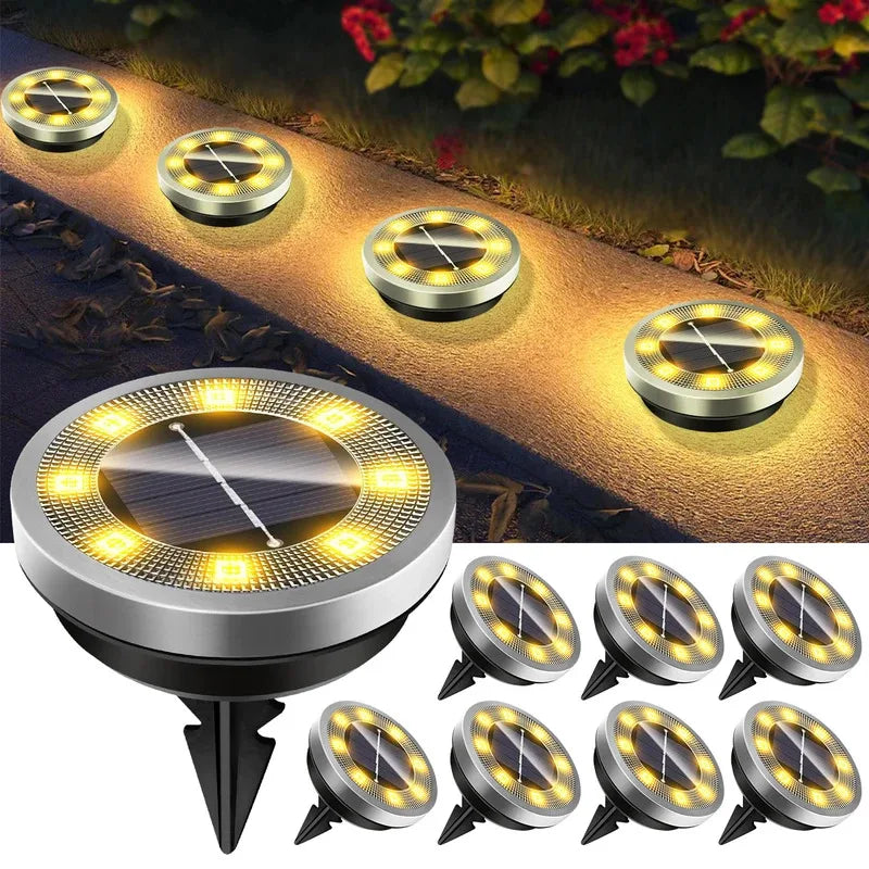 Solar Ground Lights IP65 Waterproof – 8 LED Outdoor Landscape