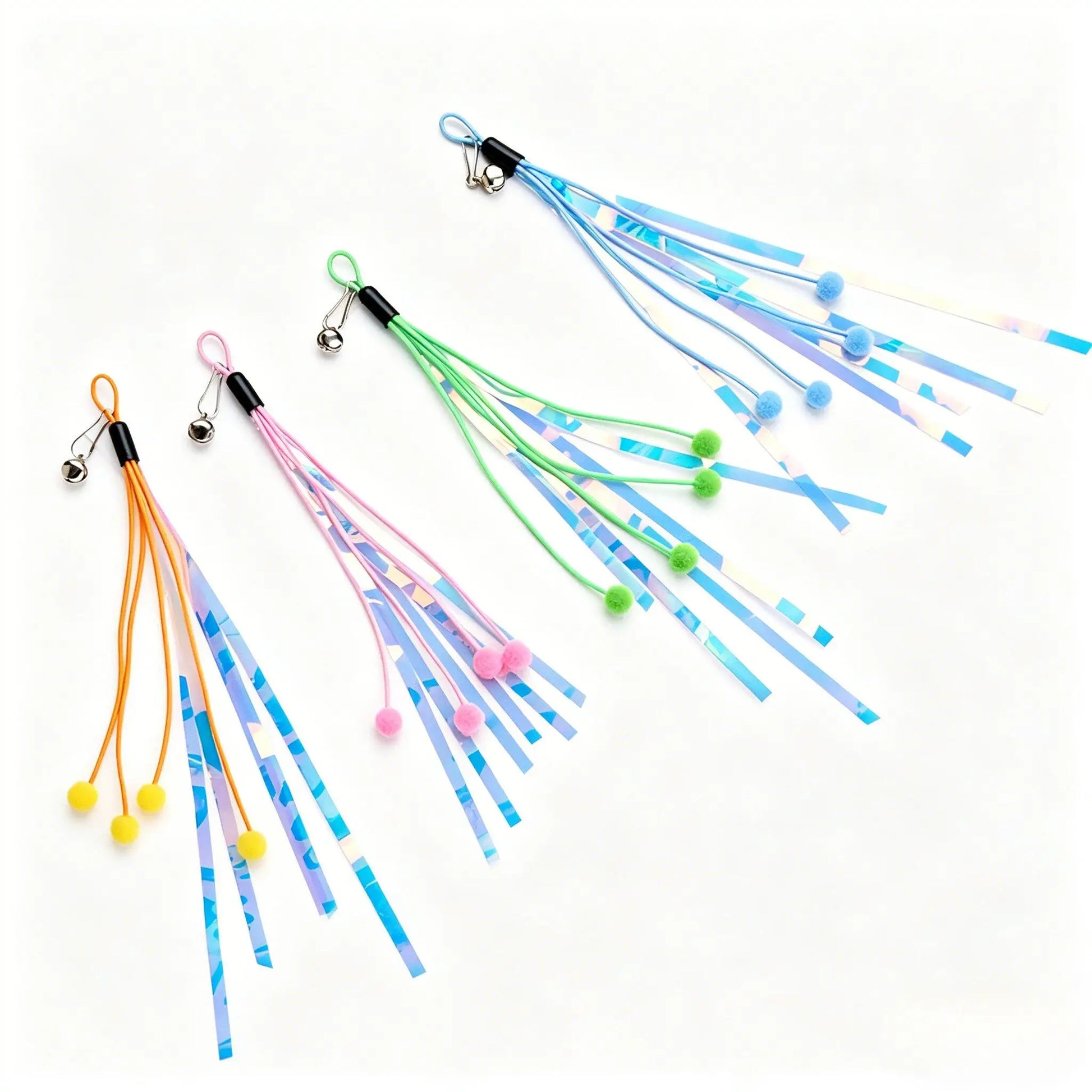 Cat Wand Toy Replacement – Bell, Foil Tassel & Ribbon Teaser Cat Teaser Toy Peaceful Pleasures Health and Wellness