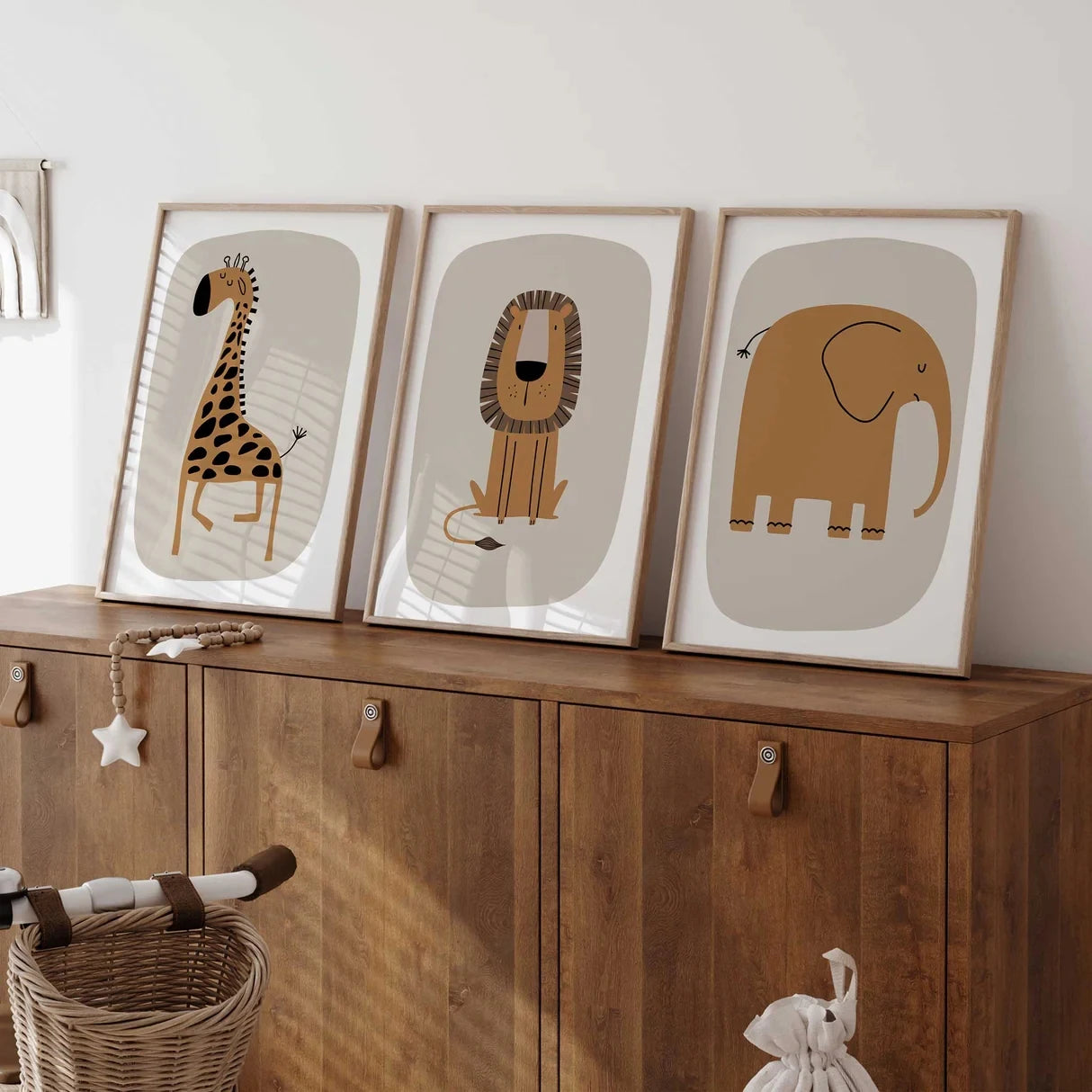 3-Piece Cartoon Animal Canvas Wall Art | Kids Room Decor