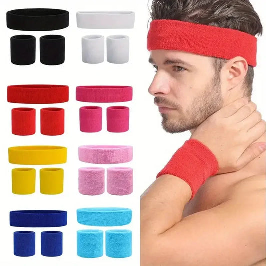 A Set Of Wristband Headband Headband Set For Sports,Sweat Absorbing,Basketball,Headband And Wrist Protection Peaceful Pleasures Health and Wellness