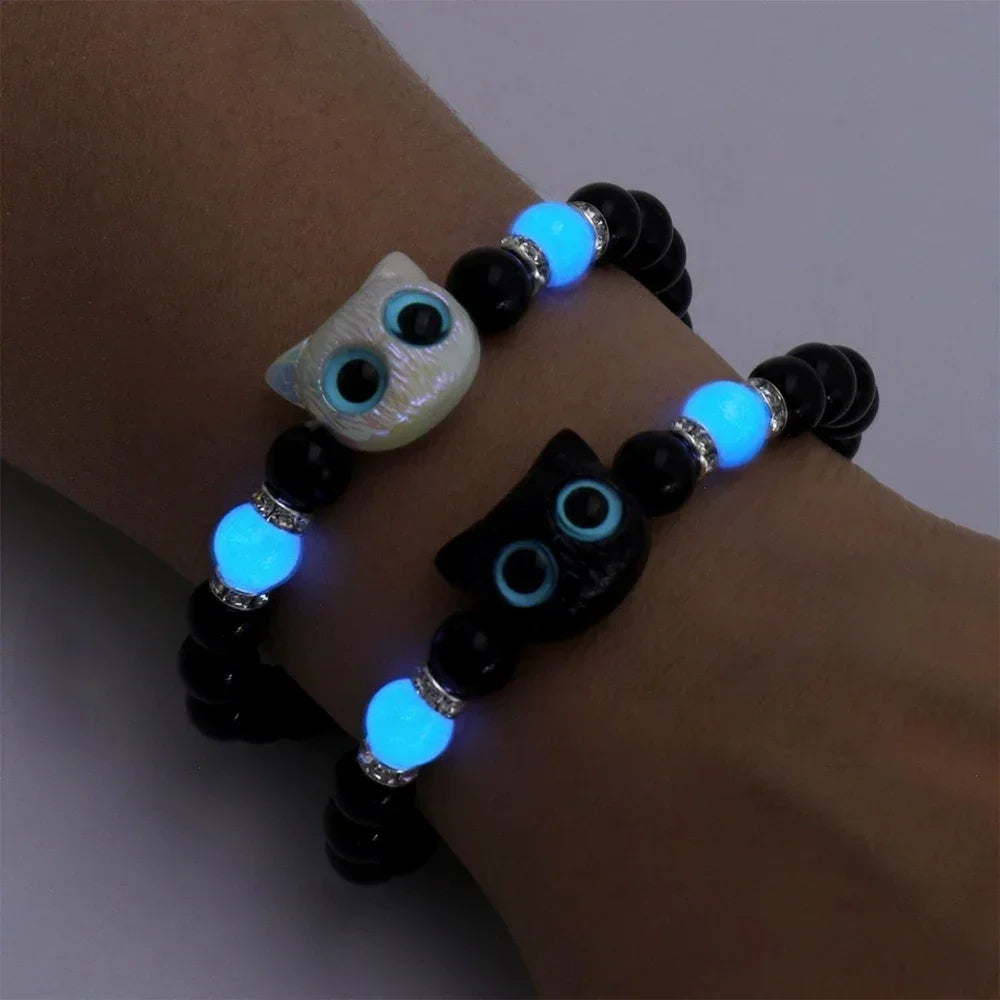 Luminous Cat Bead Strand Bracelet – Couples & Friendship