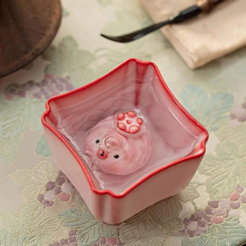 Ceramic Cherry Pink Bubble Fish Tea Pet Tea Statue Ornaments Workmanship Luxury Fish Tank Landscaping Tea Figurine Play Toys Peaceful Pleasures Health and Wellness