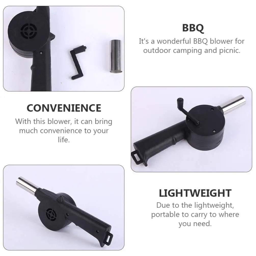 Mini Hand-Crank BBQ Air Blower – Portable Campfire Bellows