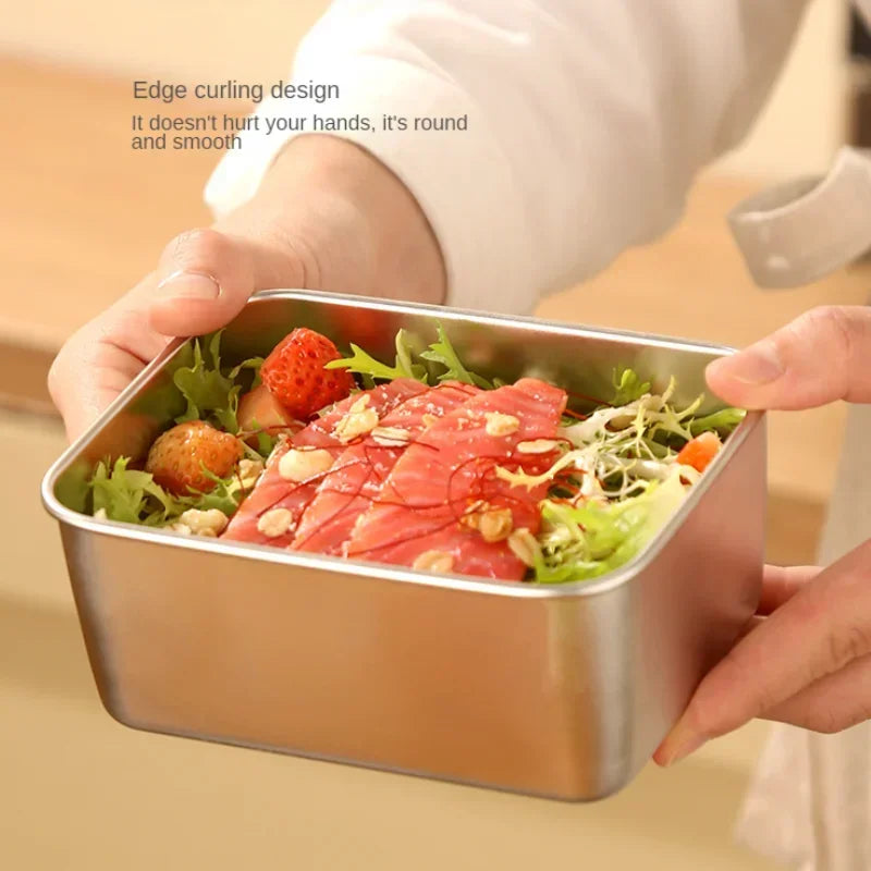stainless steel fresh-keeping box with sealed lid, thickened small lunch box, camping food packaging and storage box lunchbox Peaceful Pleasures Health and Wellness