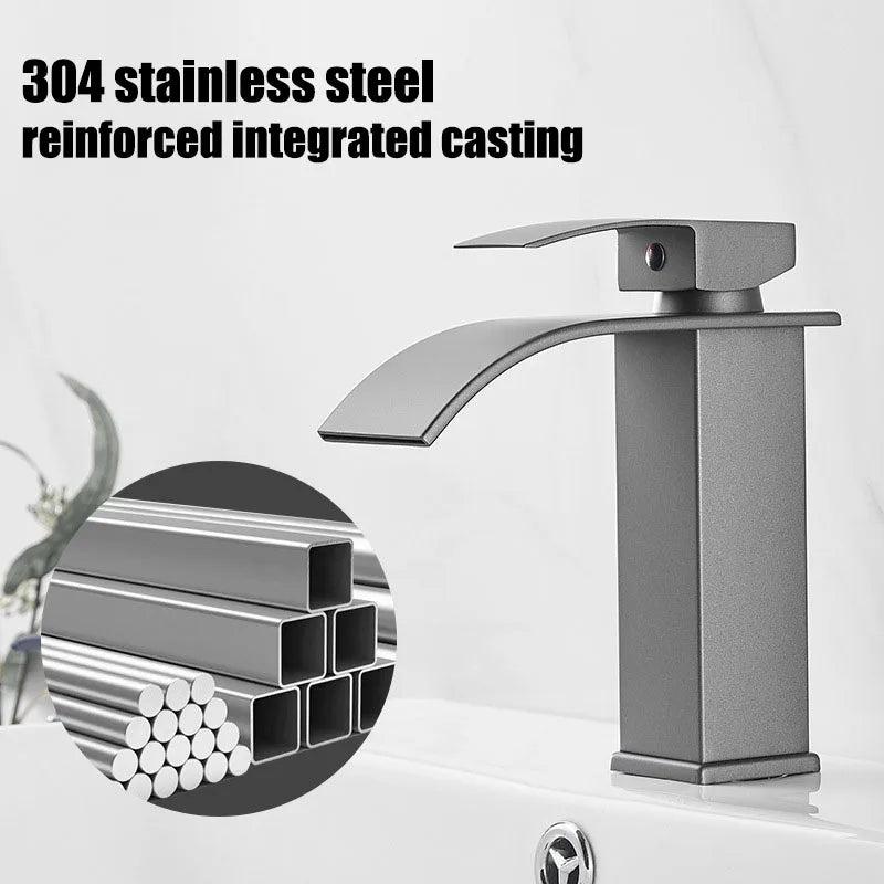 Waterfall Bathroom Faucet | 304 Stainless Steel Single Handle Mixer