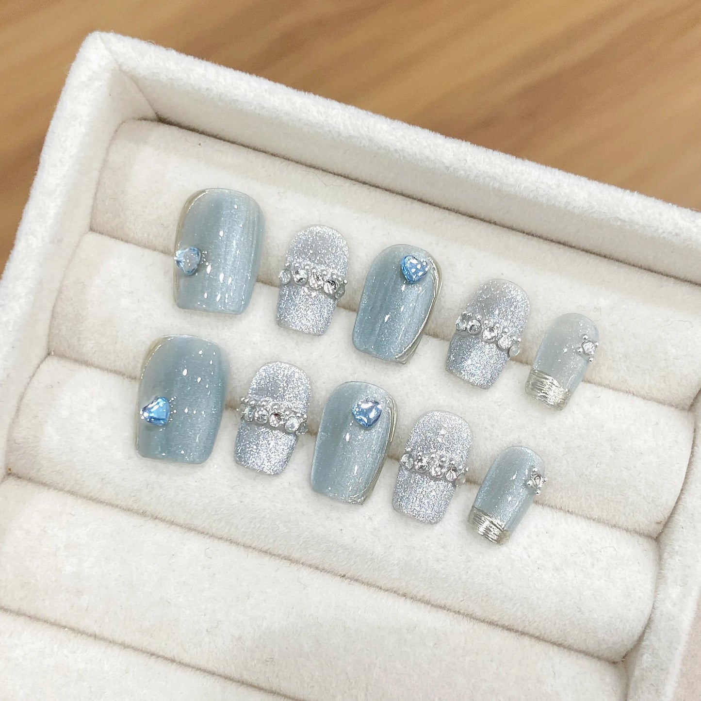 Cat Eye Press On Nails Glitter Dot Short False Nails 10pcs Press On Nails Peaceful Pleasures Health and Wellness S