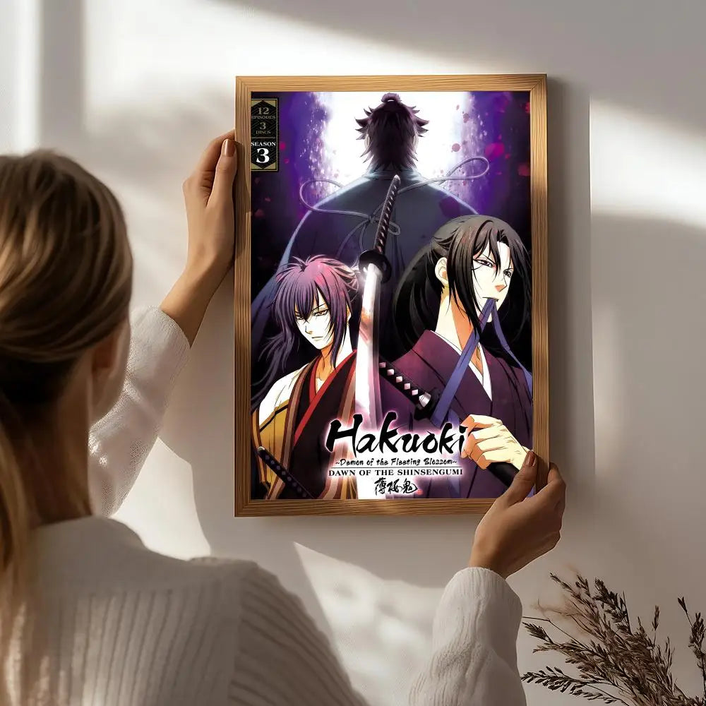 Hakuouki Anime Poster HD Self-Adhesive Waterproof Wall Art Anime Wall Poster Peaceful Pleasures Health and Wellness White6 15X20cmNoframe