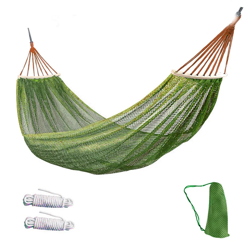 The Hammock Outdoor Ice Wire Mesh Hole Swing and Curved Rod Are Stable Sturdy and Have Good Load-bearing Capacity Peaceful Pleasures Health and Wellness Military green