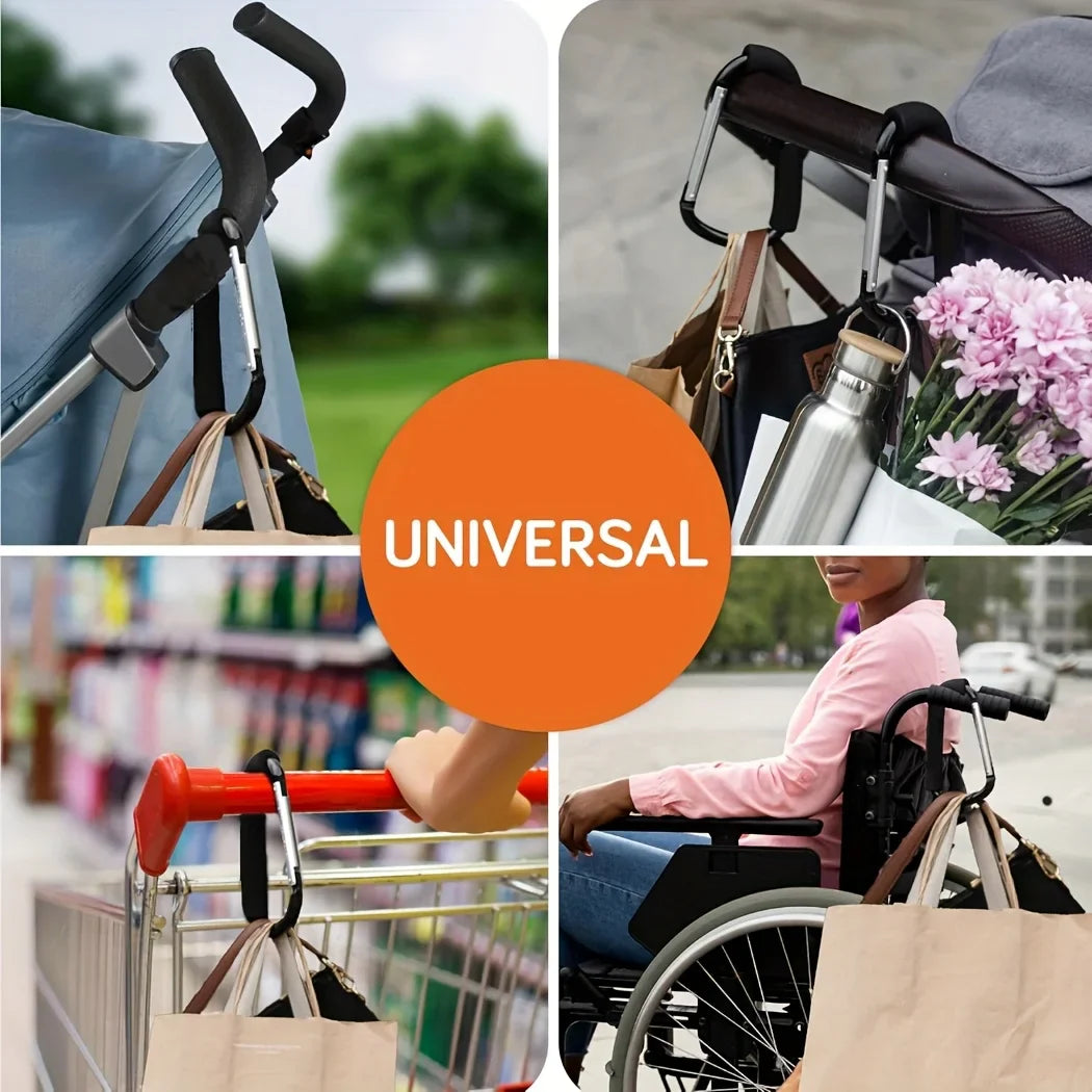 2-Pack Universal Baby Stroller Hooks – Bag Hanger Organizer