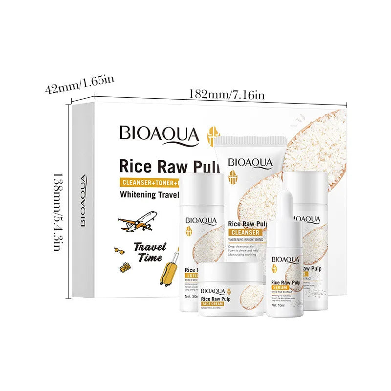 BIOAOUA 5-Piece Rice Whitening Skincare Set – Brighten & Hydrate