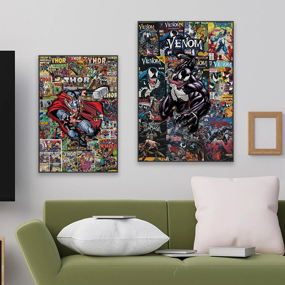 Deadpool Wolverine Poster Disney Movie Comic Art Prints Venom Canvas Painting Thor Wall Art Decor Artwork Home Room Decor Peaceful Pleasures Health and Wellness