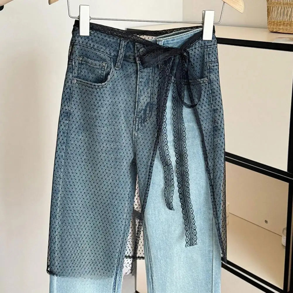 Blogger Lace Layered Gauze Skirt With Tie Up Spicy Girl Stacked Skirt INS Streetwear Apron Wrap Skirt Lace Up Matching Pants Peaceful Pleasures Health and Wellness