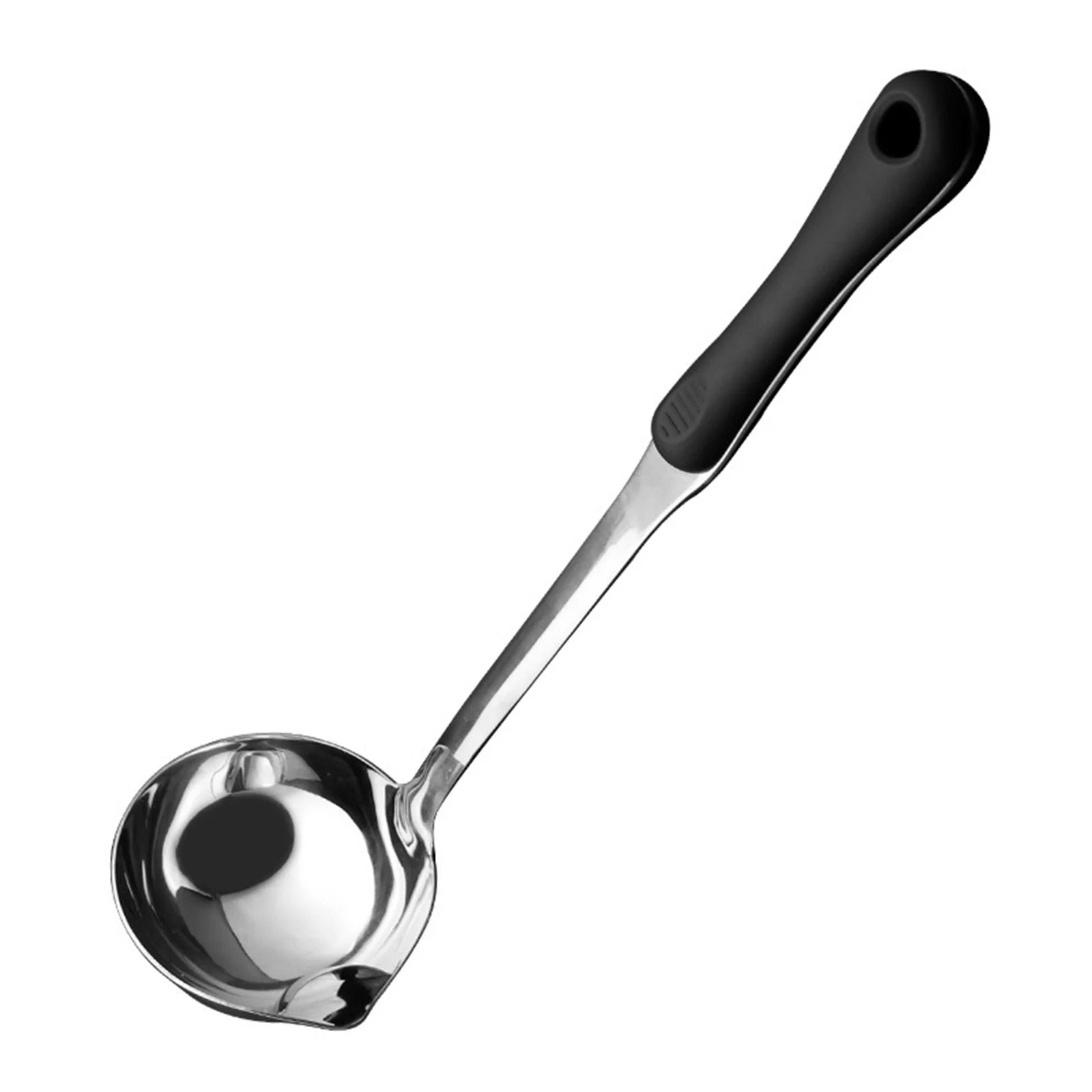 Home Strainer Cooking Stainless Steel Ladle Dinner Tableware Stainless Steel Soup Spoon Large Capacity Peaceful Pleasures Health and Wellness Black