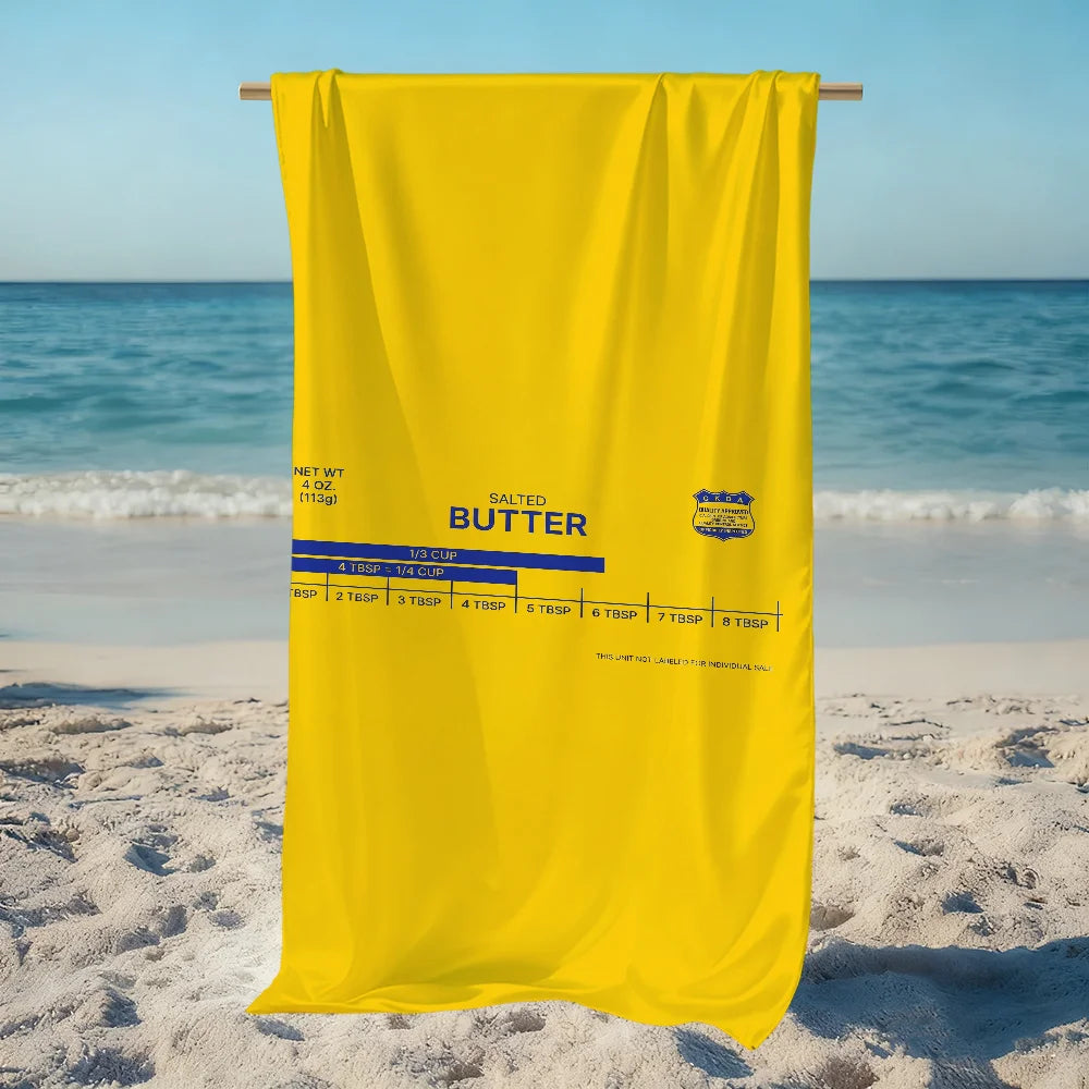 Salted Butter Funny Quick-Dry Beach Towel | Pool Travel Gym Funny Beach Towel Peaceful Pleasures Health and Wellness
