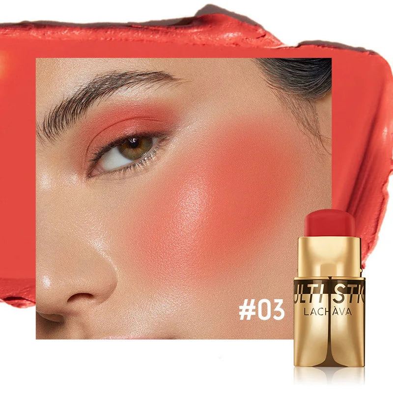 QiBest 3-in-1 Waterproof Blush Stick – Lips, Face & Eyes