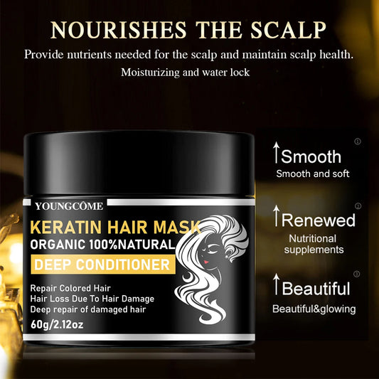 YOUNGCOME Keratin Hair Mask – Repair, Smooth & Frizz Control Keratin Hair Mask Peaceful Pleasures Health and Wellness