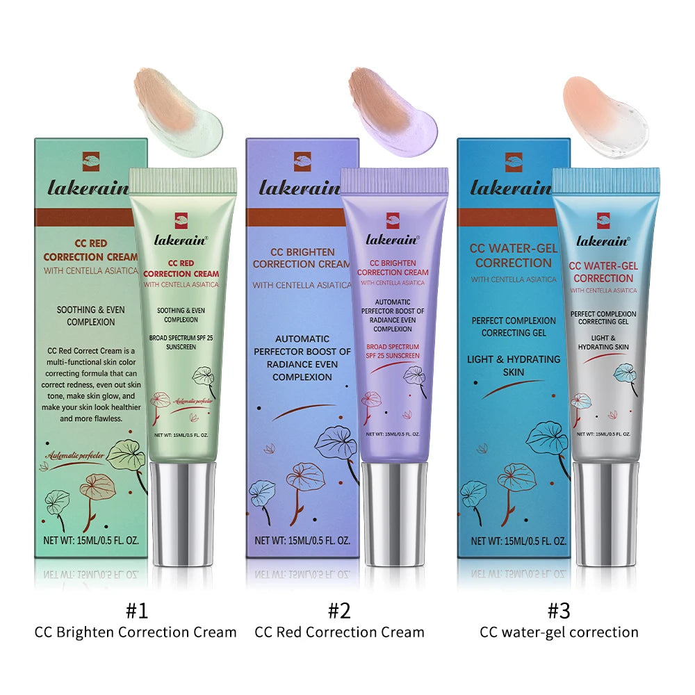 3Pcs /Set CC Cream Centella Korean Makeup Foundation Foundation Cream for Face Base Makeup Color Changing Liquid Foundation Peaceful Pleasures Health and Wellness
