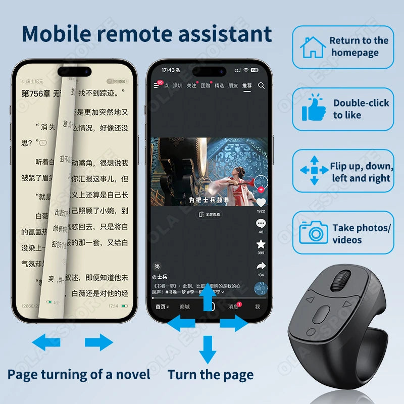 Bluetooth Finger Ring Remote – Scroll, Selfie & Page Turner