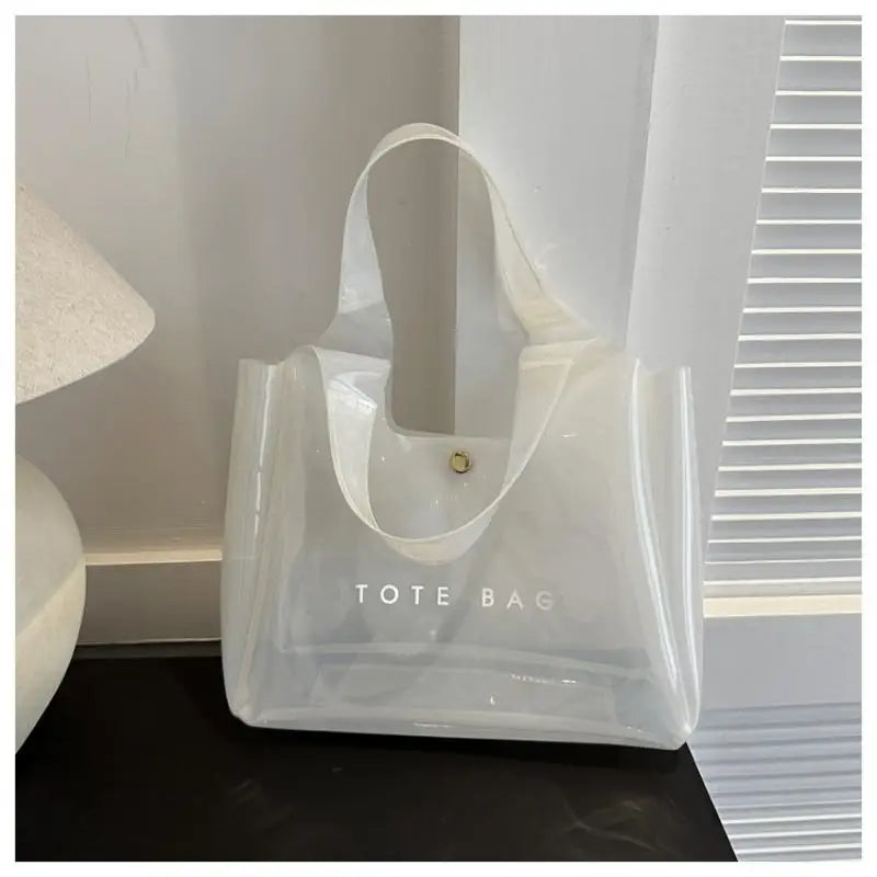 Women's Clear PVC Transparent Shoulder Tote Bag | Daily Commute