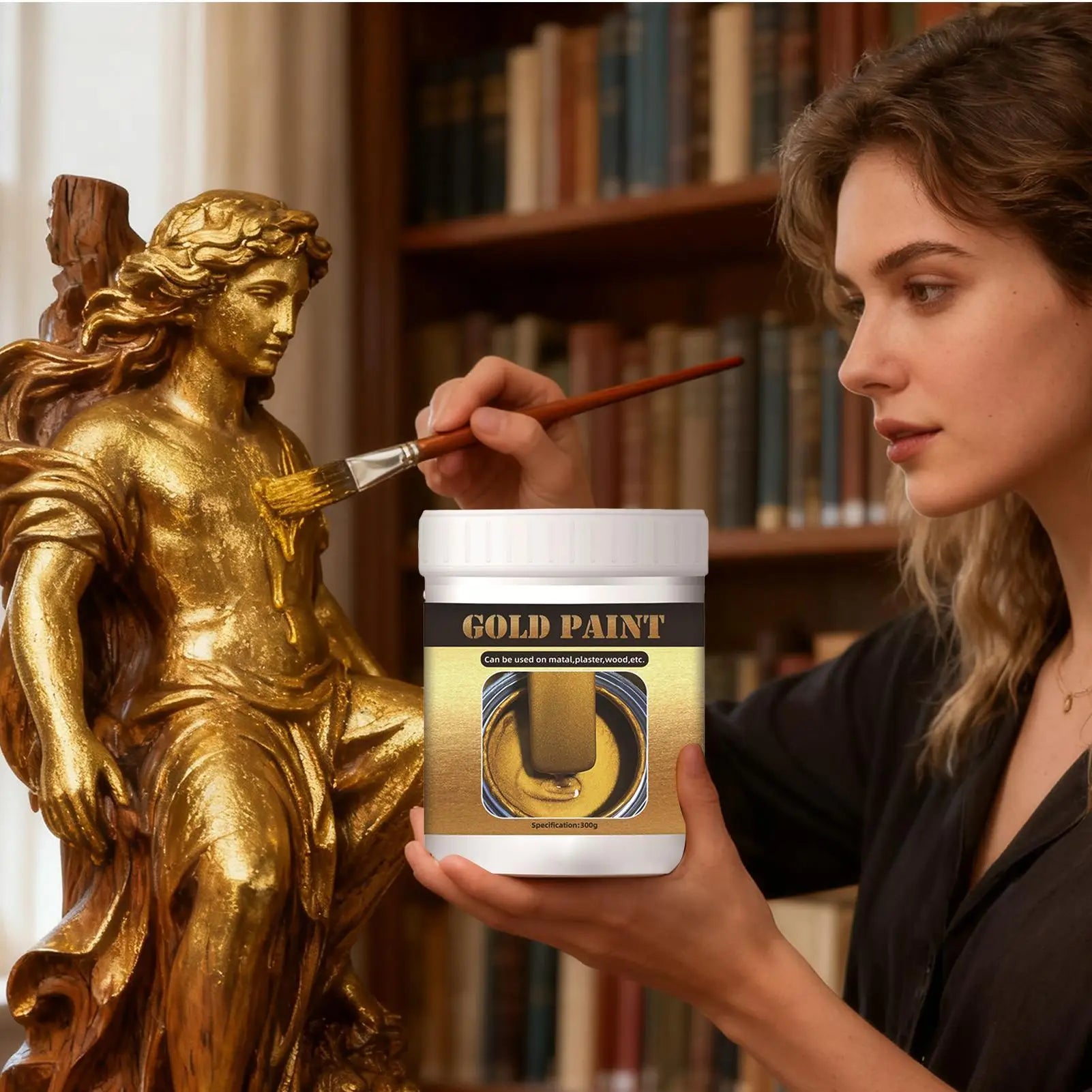 Gold Craft Paint 300g Water-Based Metallicliquid Paint For Wood, Metal, Fabric & Furniture, DIY Painting Supplies, Iron Railing Peaceful Pleasures Health and Wellness