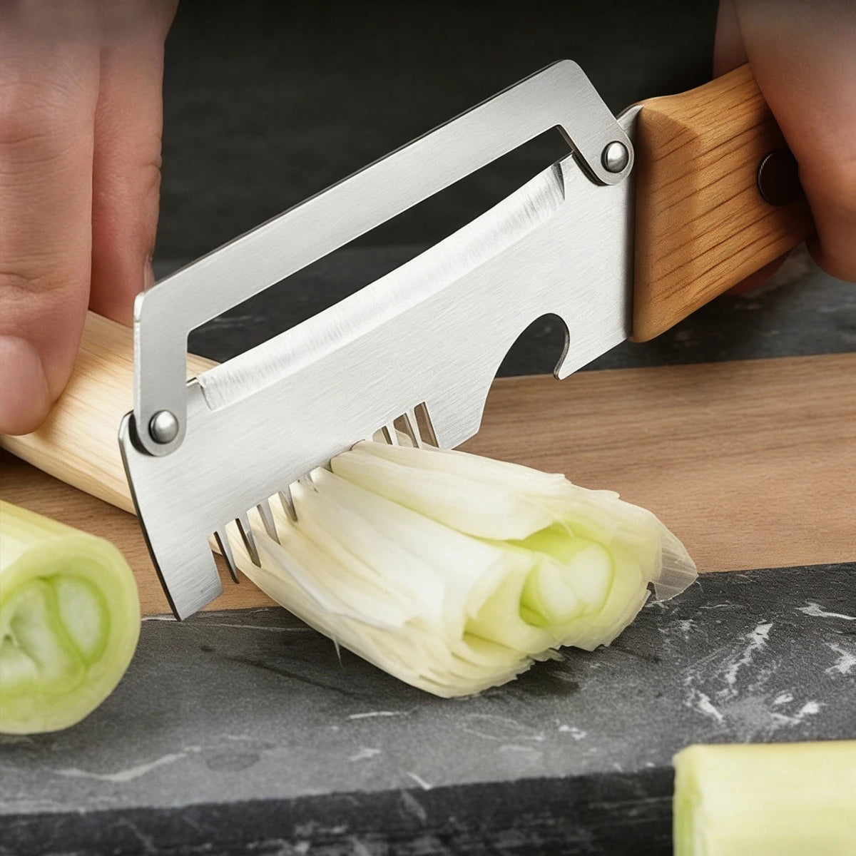 Stainless Steel Peeler with Wooden Handle – Multi-Function Fruit & Vegetable Peeling Tool Peaceful Pleasures Health and Wellness