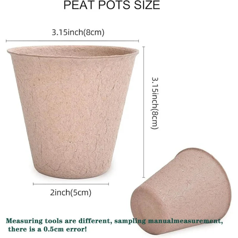 Biodegradable Peat Pots 3.15" | Seed Starter Kit 20–200 Pcs