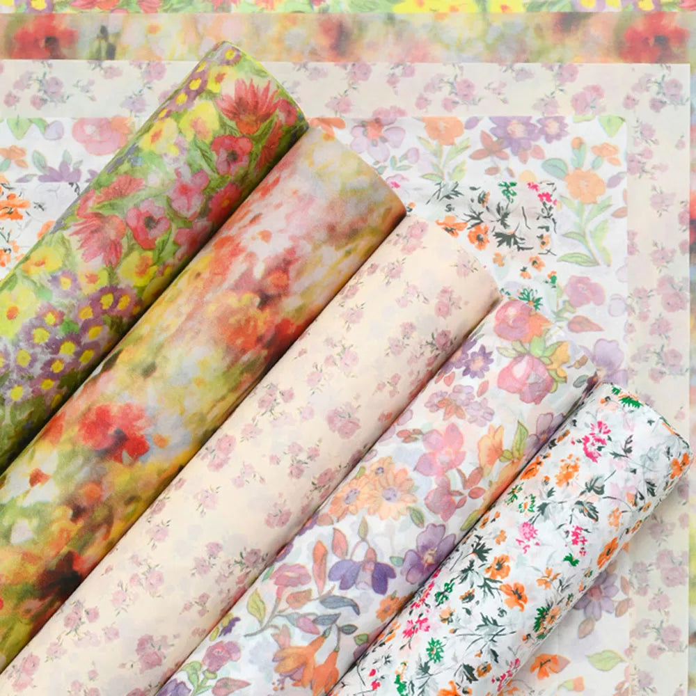 10-Sheet Vintage Floral Tissue Paper for Bouquets & Gift Wrap