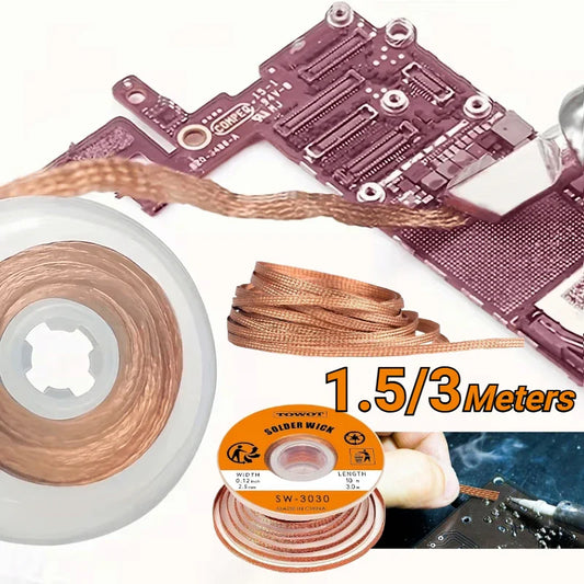 Copper Desoldering Wick Braid – Flux Solder Remover Mesh Tape Desoldering Wick Tool Oasis Select