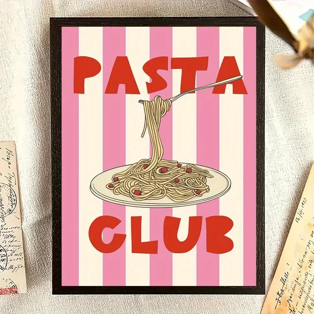 Vintage Italian Spaghetti Club Canvas Wall Art Print | Kitchen Decor