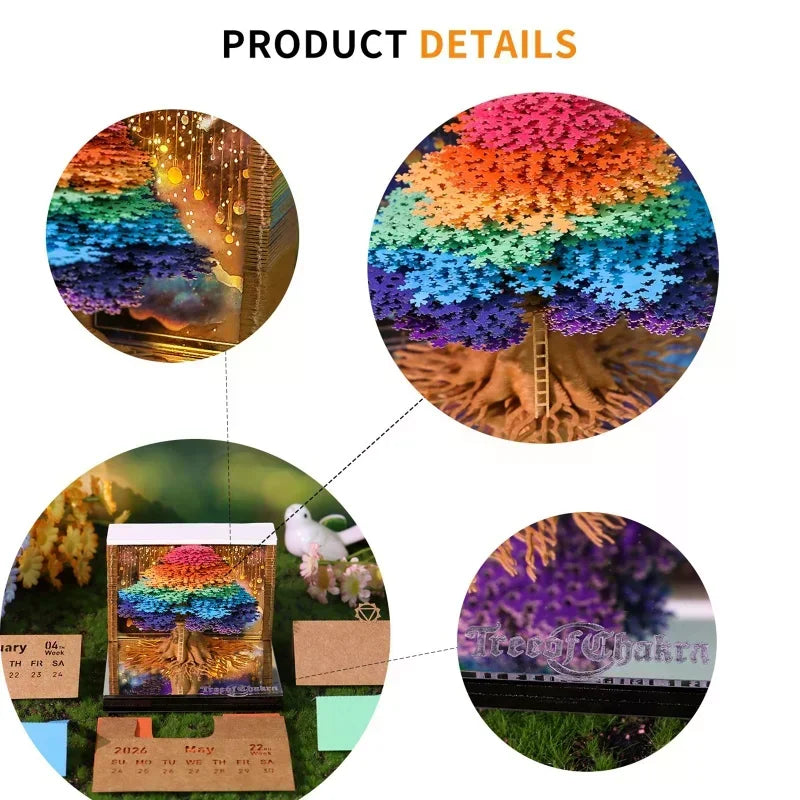 2026 3D Tear-Away Desk Calendar with LED Light | Paper Carving Art