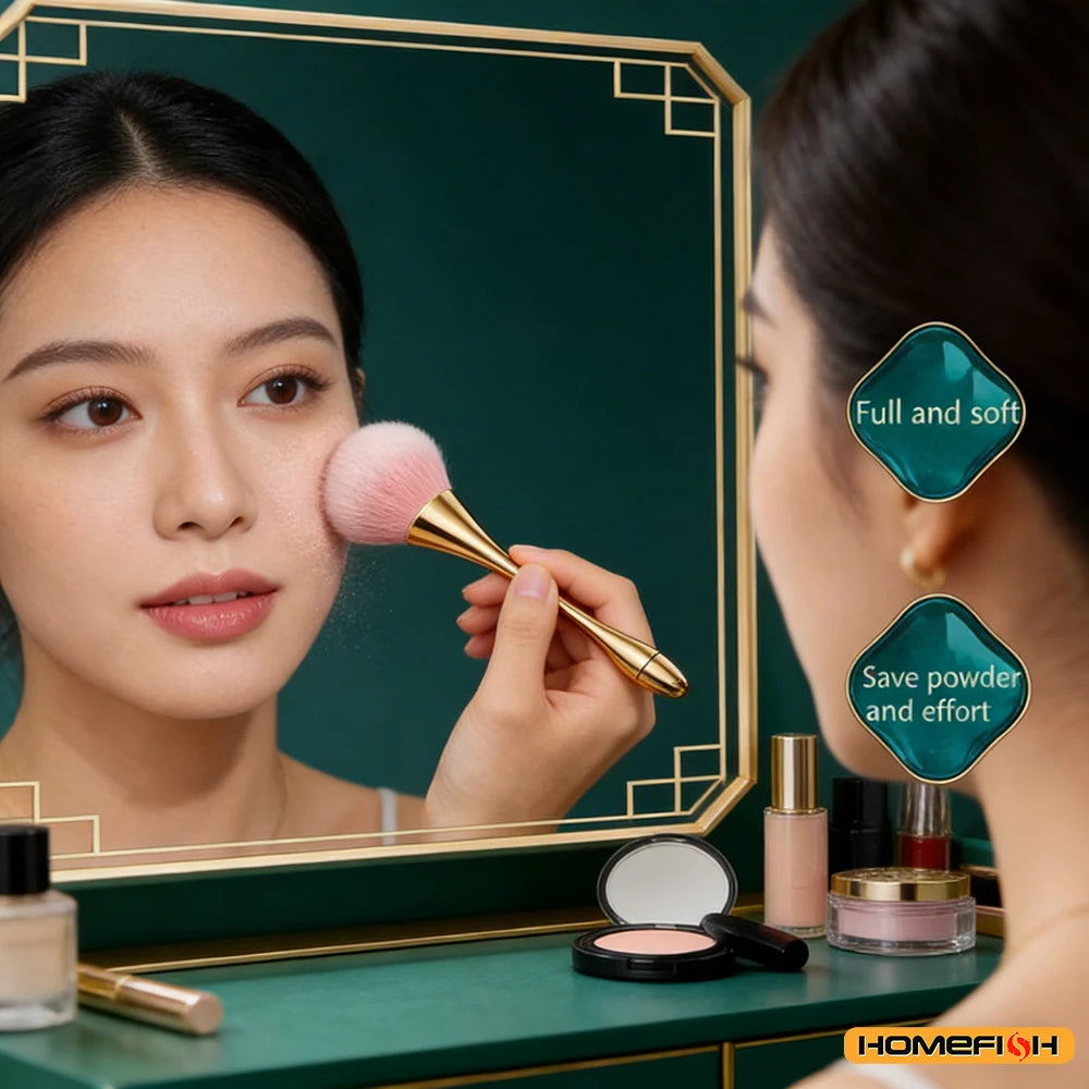 Small Fluffy Soft Powder Brush for Blush & Setting Powder – Waist-Shaped Handle, Beauty Tool Peaceful Pleasures Health and Wellness