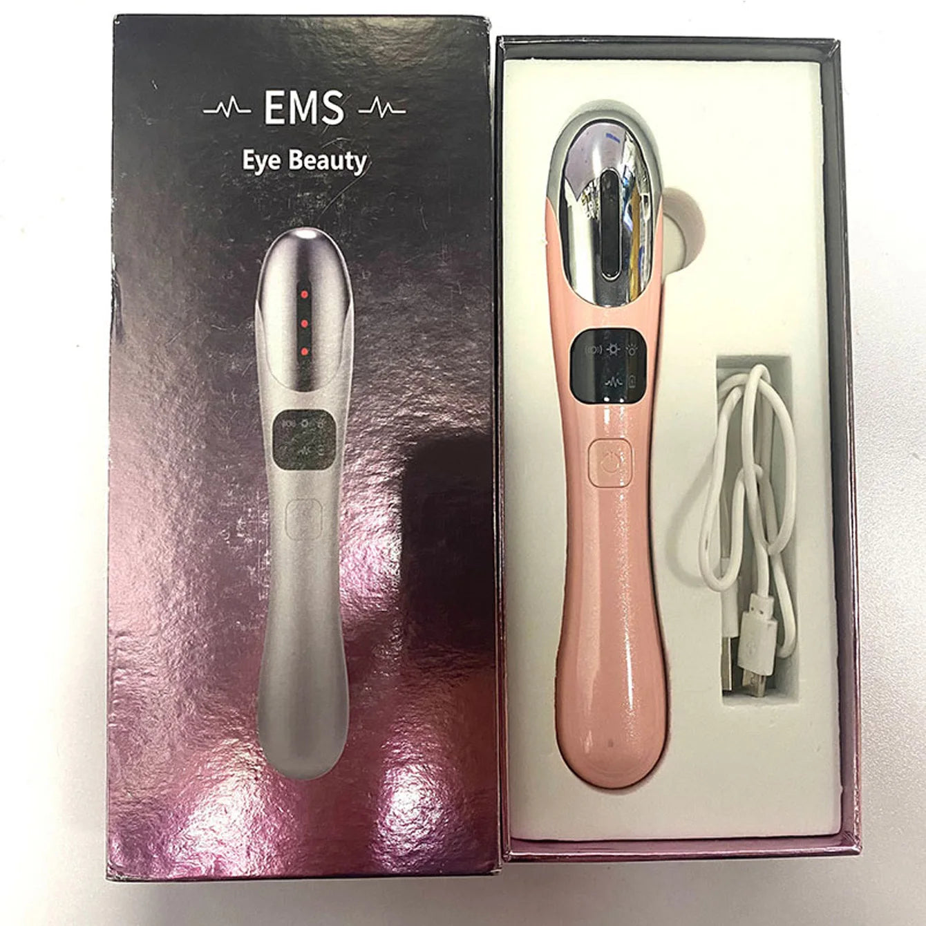 Vibrating Red Light Eye Lift Wand Electric EMS Eye Massager for Dry Eyes, Dark Circles and Puffiness Peaceful Pleasures Health and Wellness Pink