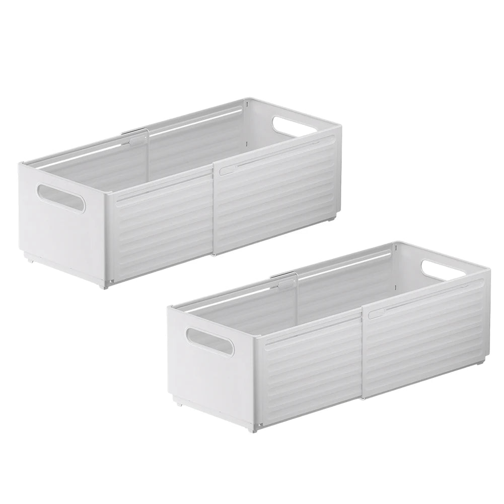 2-Pack Expandable Stackable Drawer Organizer Bins with Handles