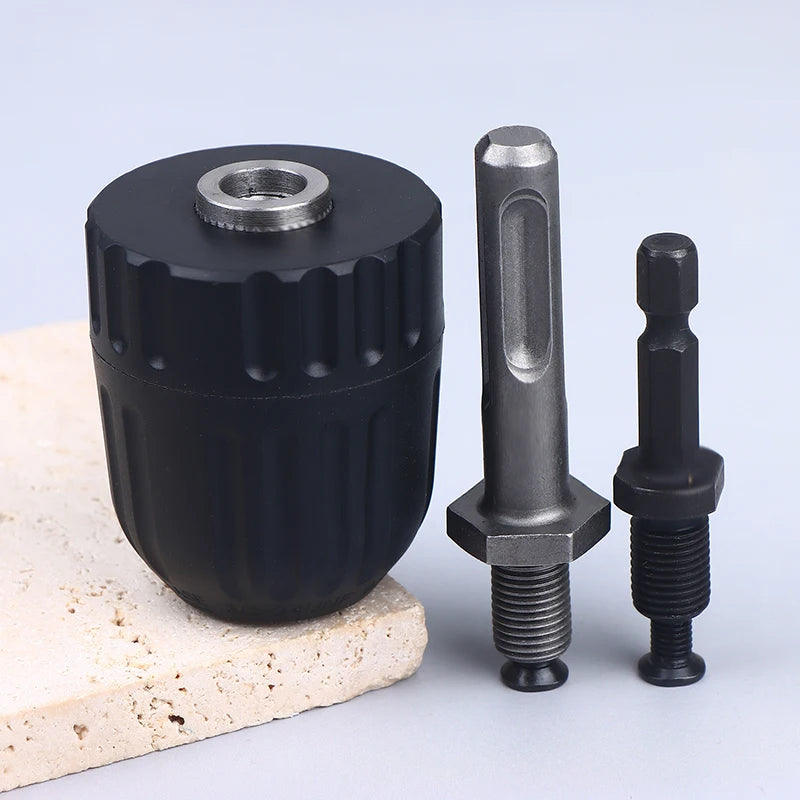 Versatile 0.8-10mm Keyless Drill Chuck 3/8" To 24UNF Thread 1/4" Hex Shank Quick Change Adapter Steel Quick Connection Peaceful Pleasures Health and Wellness
