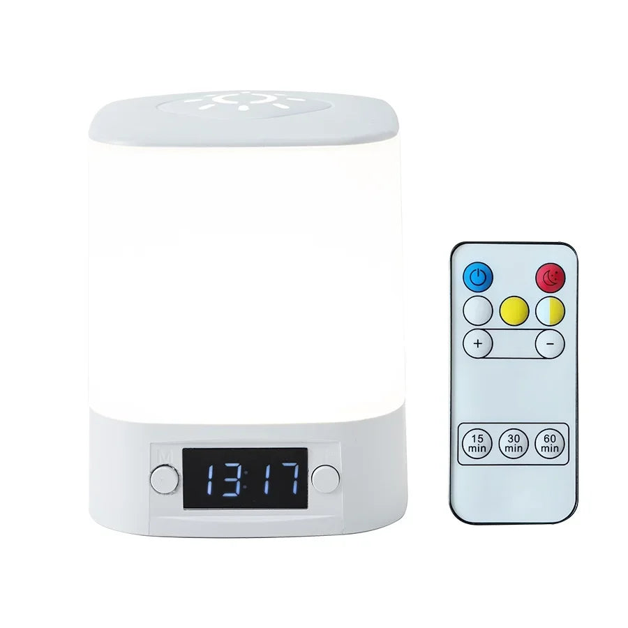 Touch Dimmable LED Night Lamp with Remote Clock Time Display or not Eye Protection Reading Lamp Bedside Night Light Rechargeable Peaceful Pleasures Health and Wellness With Remote