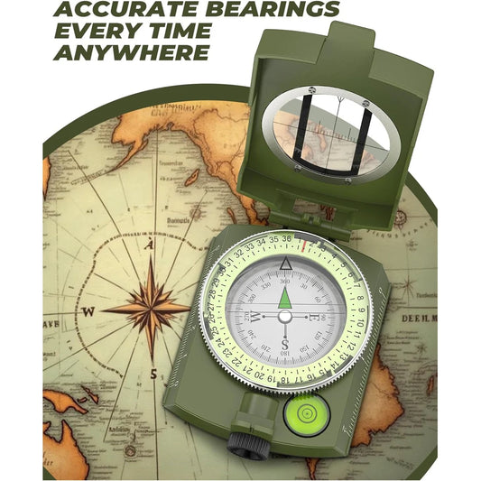 Tactical Waterproof Compass High Precision Professional Metal Sight Clinometer Compass Luminous for Outdoor Survival Essential ﻿ Peaceful Pleasures Health and Wellness
