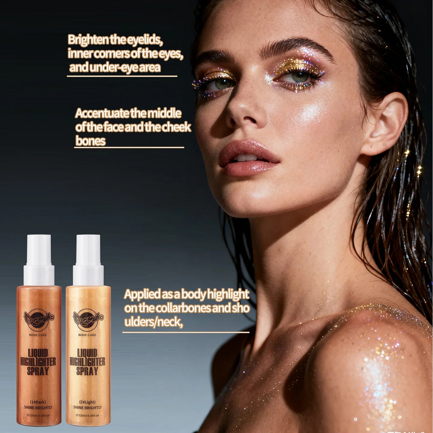 Liquid Highlighter Powder Spray for Body Shine Peaceful Pleasures Health and Wellness