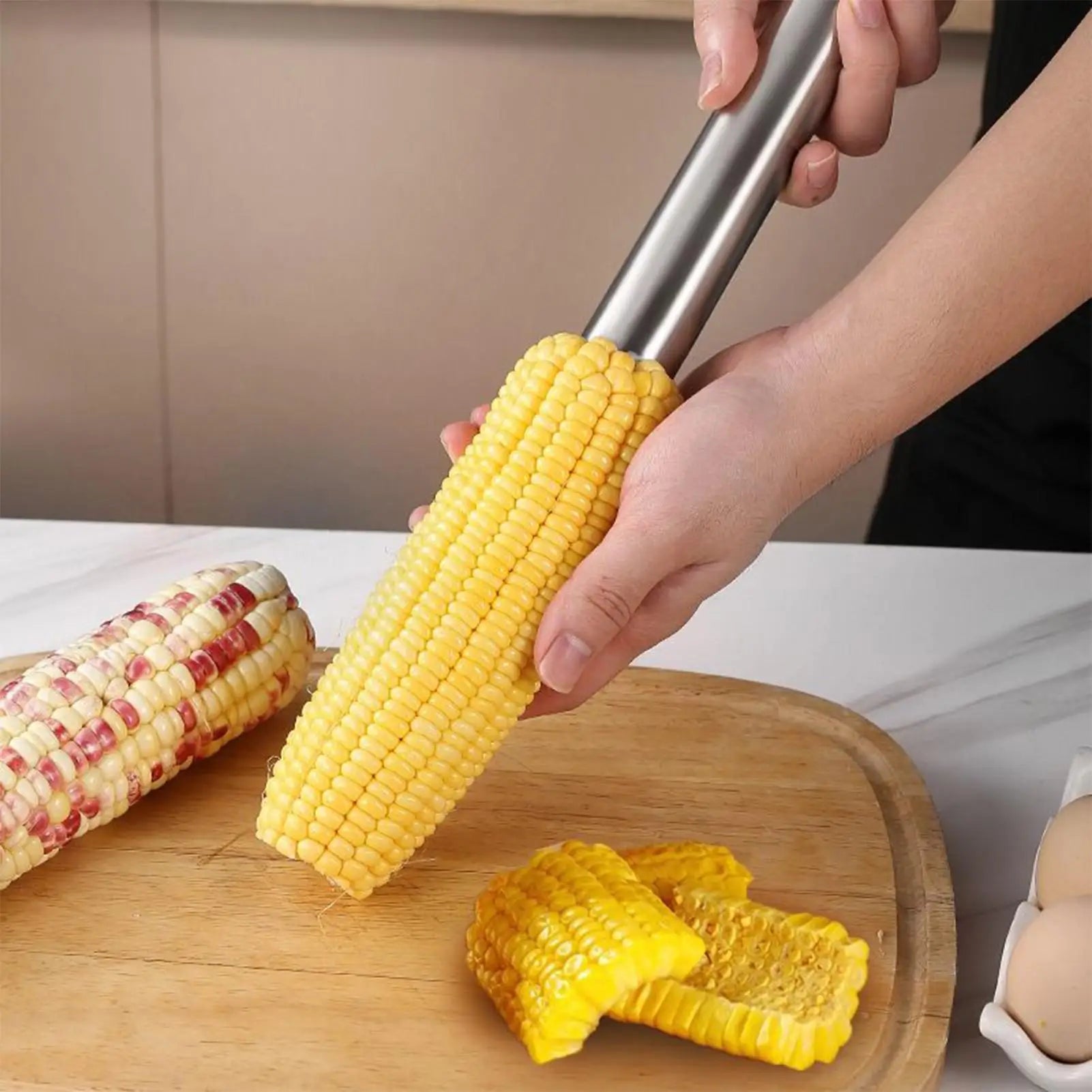 Corn Cob Peeler Stainless Steel Kitchen Gadget Thresher Peeler Corn Peeler Tool For Home Camping BBQ Backyard Professional Chefs Peaceful Pleasures Health and Wellness