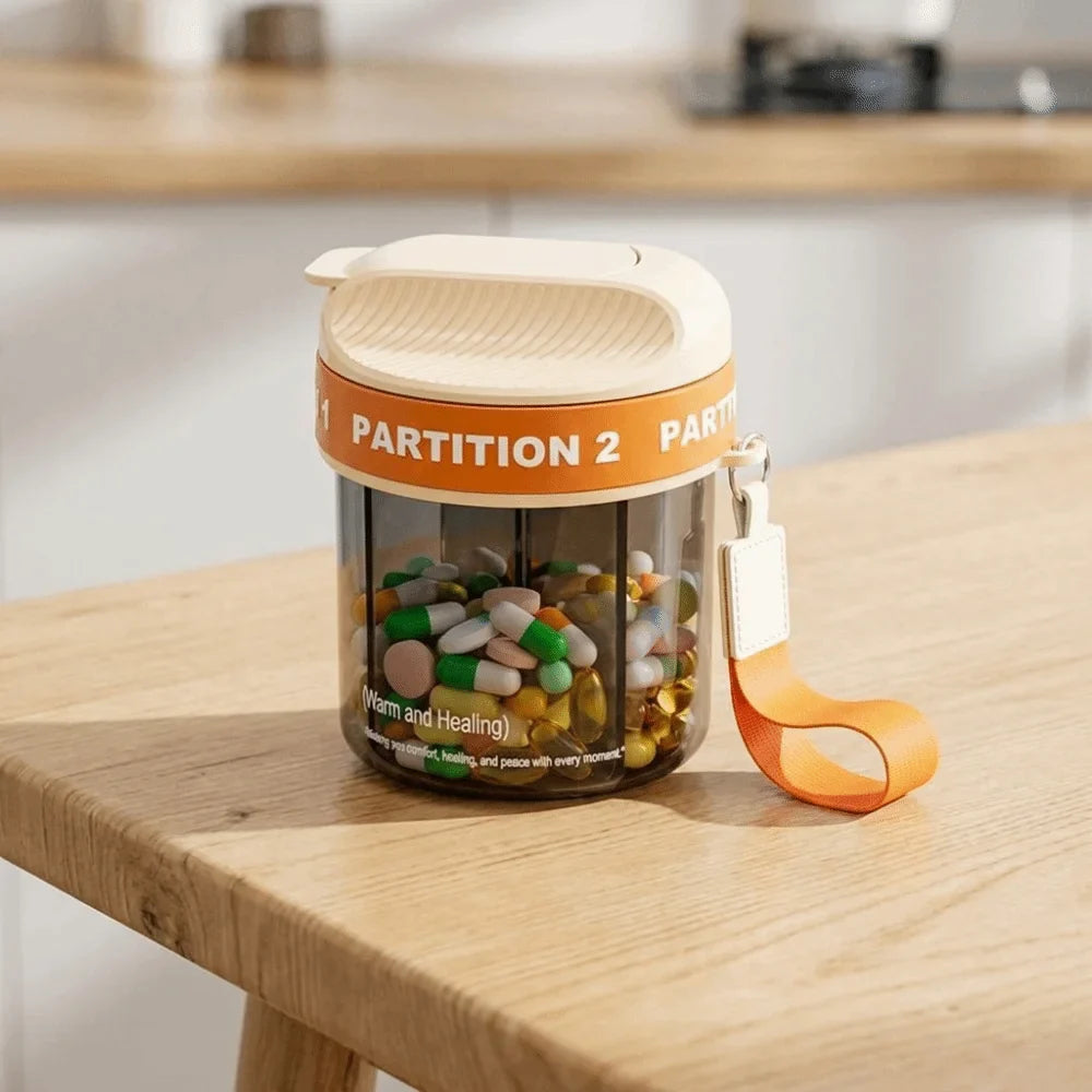 Portable 4-Compartment Pill Organizer | Travel Pill Case