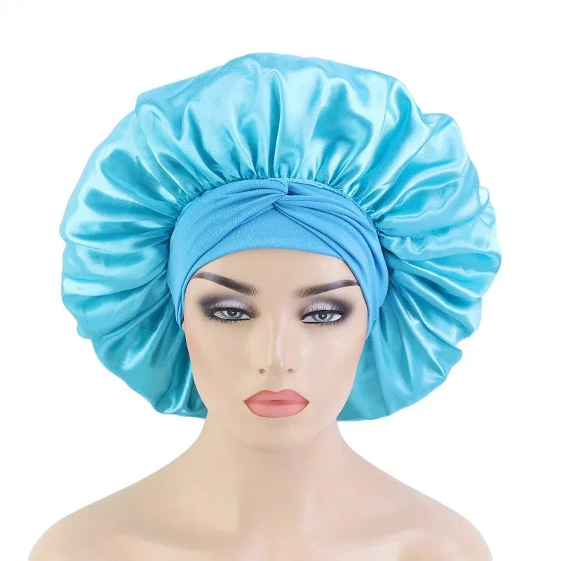 Silk Night Sleeping Cap, Large Satin Bonnet, Bonnet Edge Wrap For Women Curly Braid Hair With Head Tie Band Peaceful Pleasures Health and Wellness