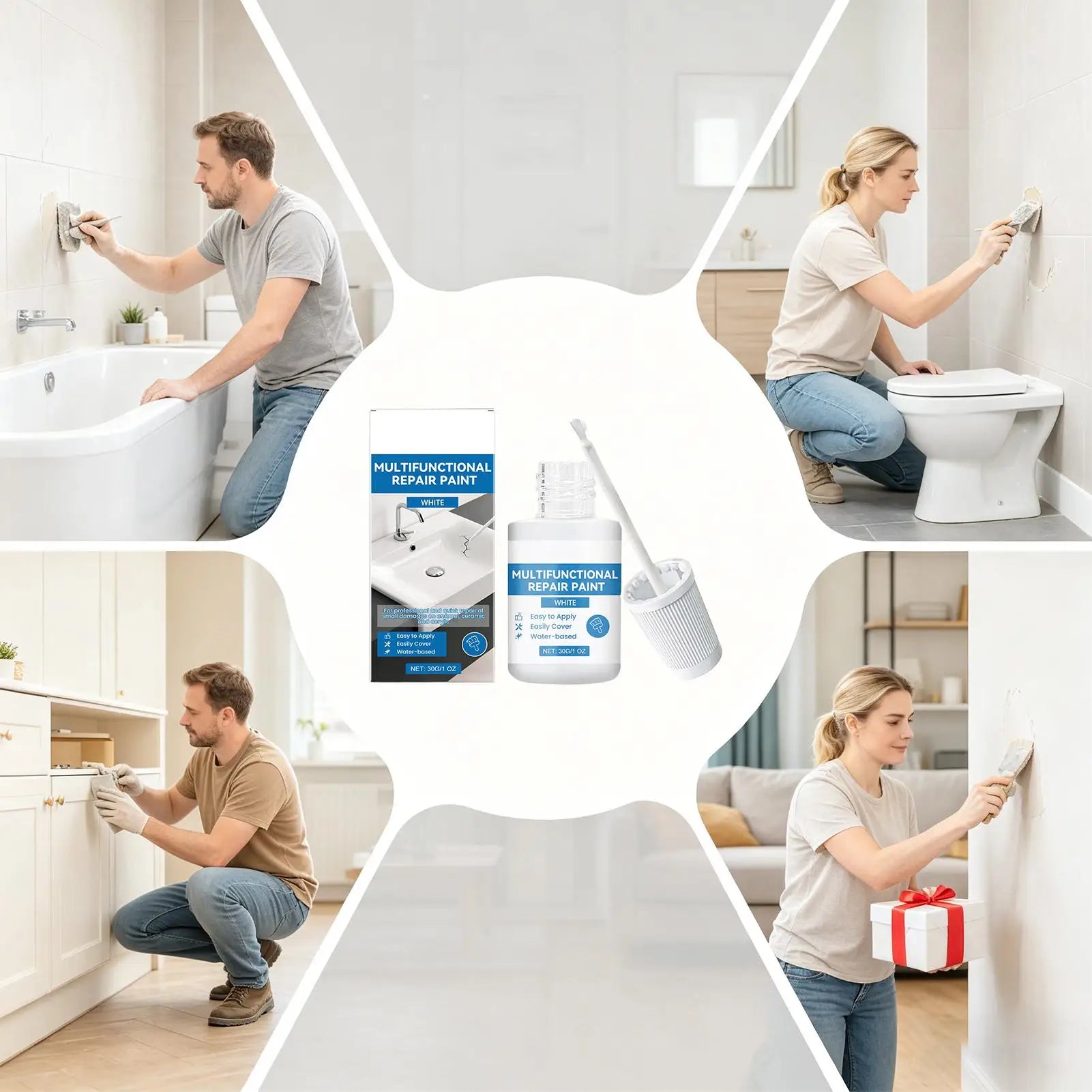 Tile Paint Waterproof Quick Dry Scratch Repair Coating, Tile Paint Kit for Bathroom Shower Bathtub Sink Kitchen Cabinet Outdoor Peaceful Pleasures Health and Wellness